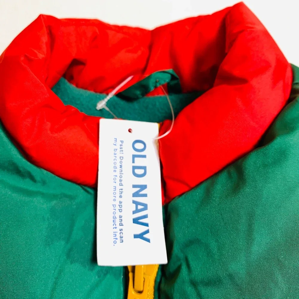 NWT Old Navy Baby Colorblock Puffer Vest Green Blue Red Yellow Full Zip Fleece